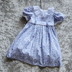 Sylvia Whyte Floral Ruffle Neck Dress Sz5 Vintage